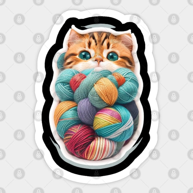 cat with Ball of Yarn Sticker by coolartusa